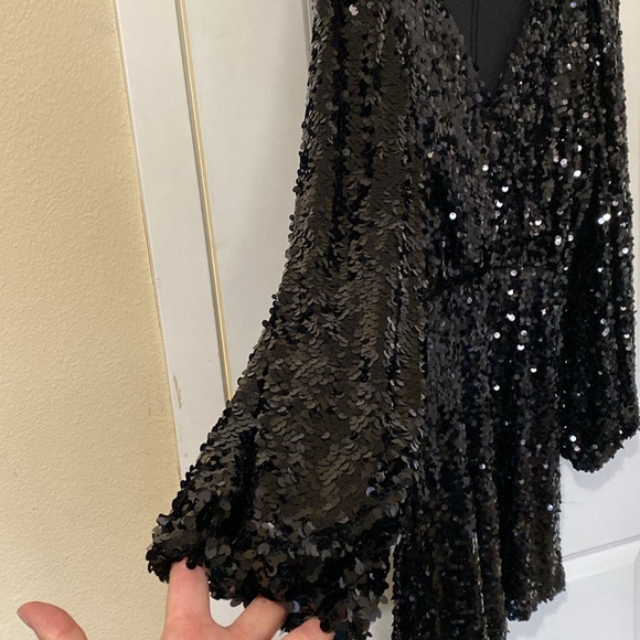 Black Sequin Mini Dress - Picture 5 of 12
